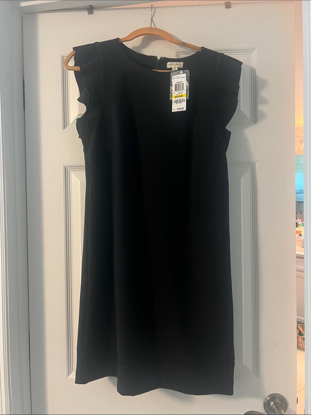 Maison Jules Black Ruffle Sleeve Shift Dress